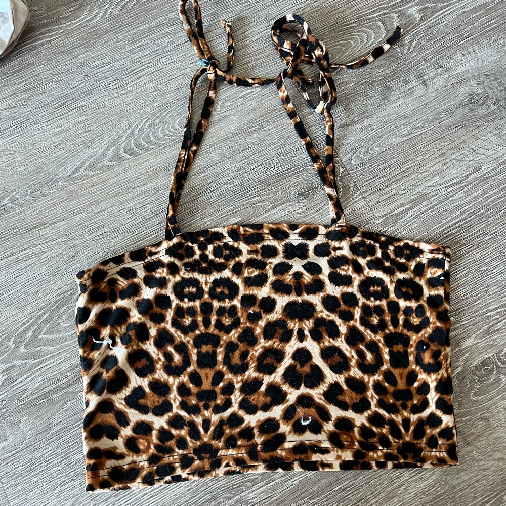 Cheetah print cami crop top